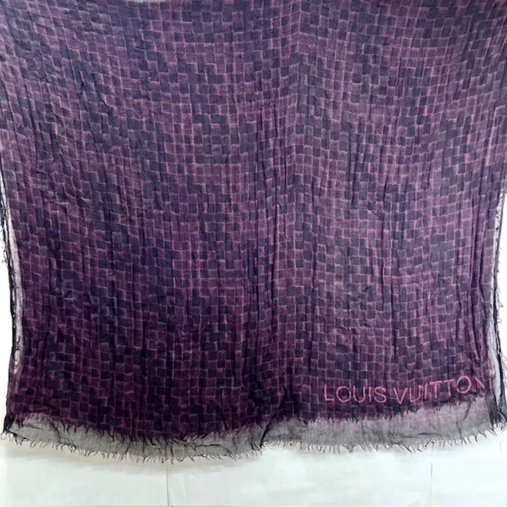 LOUIS VUITTON Etole Fringe Shawl Scarf 70% Cashmere/30% Silk  80